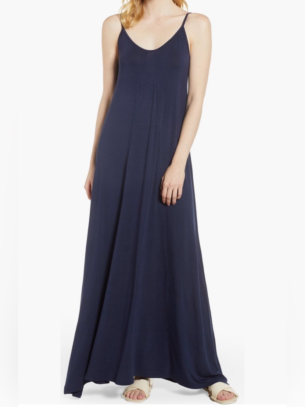 Loveappella Navy Spaghetti Strap Maxi Dress